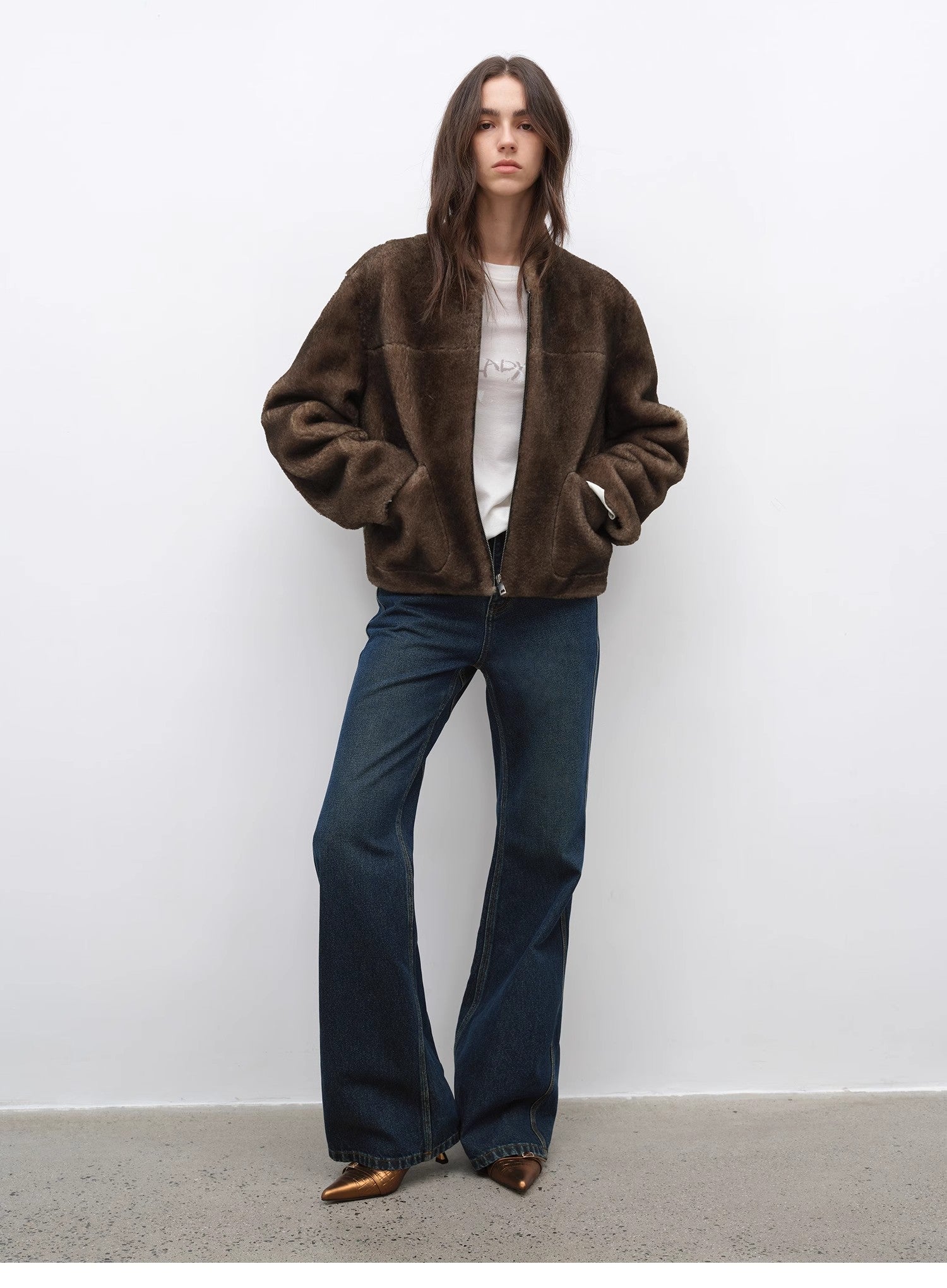 "Pure Flared" Japanese imported fabric Vintage retro washed loose flared jeans for women - variant_title