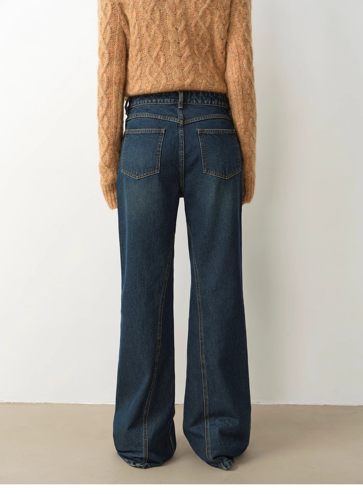 "Pure Flared" Japanese imported fabric Vintage retro washed loose flared jeans for women - variant_title