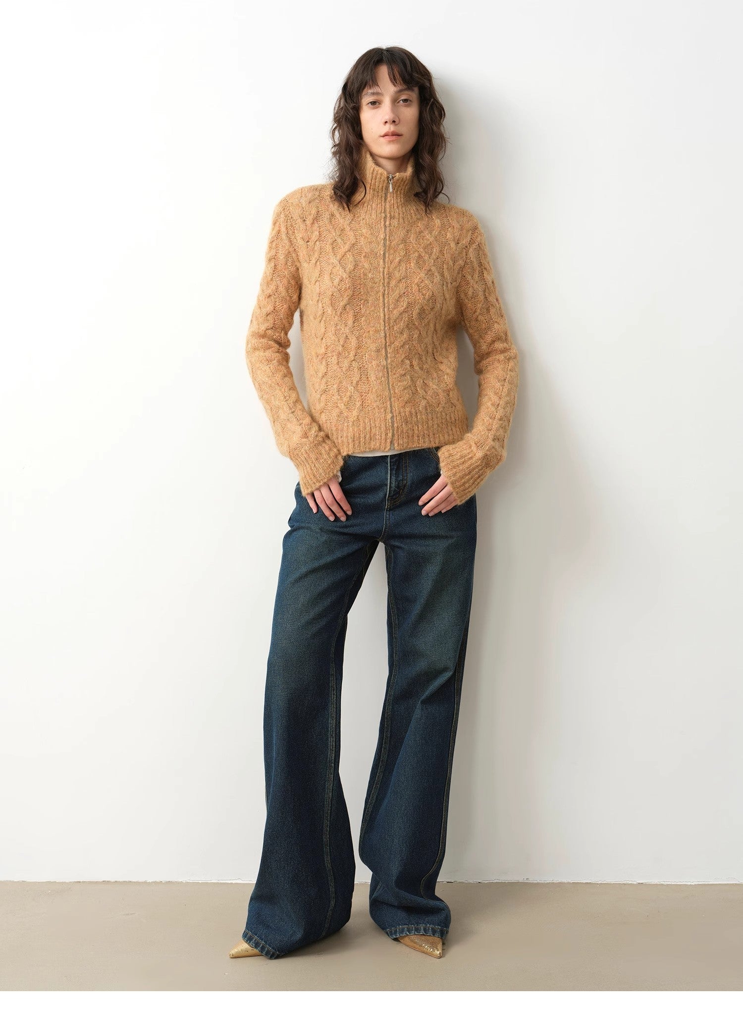 "Pure Flared" Japanese imported fabric Vintage retro washed loose flared jeans for women - variant_title