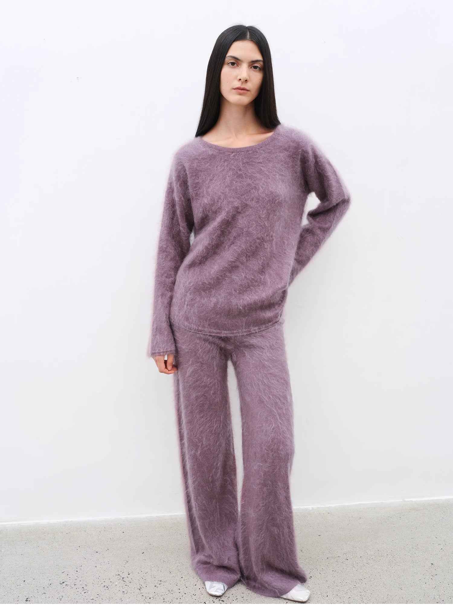 Purple Women's Sweater 2 Piece Outfit Cashmere jumper Comfortable Loose - Fit Crewneck Top Wide Leg Pants Fall Lounge Set Trendy Cozy Clothes "Half - Ripe Winter" - variant_title