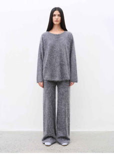 Purple Women's Sweater 2 Piece Outfit Cashmere jumper Comfortable Loose - Fit Crewneck Top Wide Leg Pants Fall Lounge Set Trendy Cozy Clothes "Half - Ripe Winter" - variant_title
