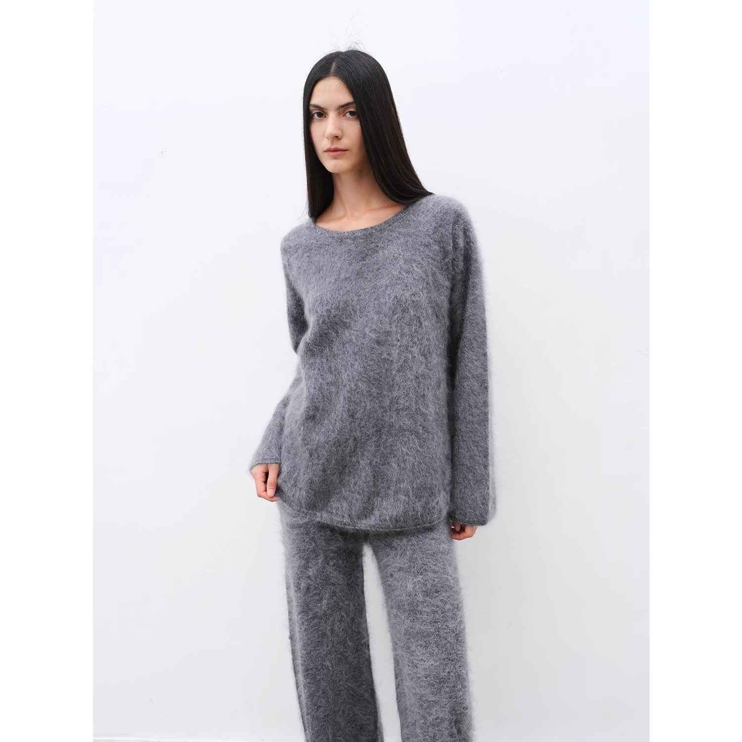 Purple Women's Sweater 2 Piece Outfit Cashmere jumper Comfortable Loose - Fit Crewneck Top Wide Leg Pants Fall Lounge Set Trendy Cozy Clothes "Half - Ripe Winter" - variant_title