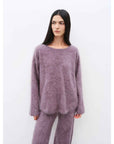 Purple Women's Sweater 2 Piece Outfit Cashmere jumper Comfortable Loose - Fit Crewneck Top Wide Leg Pants Fall Lounge Set Trendy Cozy Clothes "Half - Ripe Winter" - variant_title