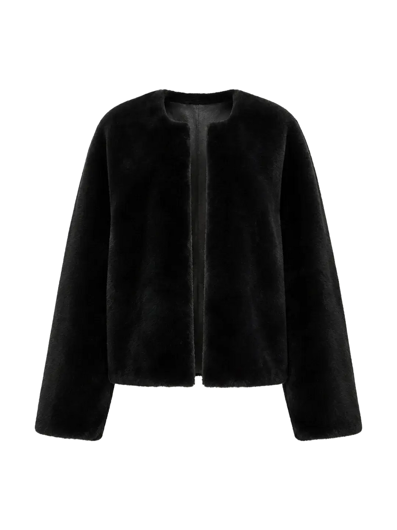 Firelady Fur Women's Australian Merino Shearling Jacket - Round Neck Short Coat "Quiet Warmth"