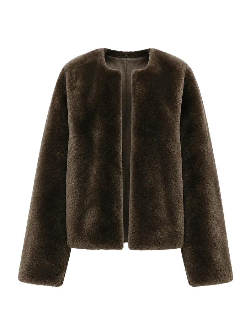 Firelady Fur Women's Australian Merino Shearling Jacket - Round Neck Short Coat "Quiet Warmth"
