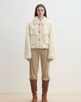 "Rachel" frost - smudged two - tone sheepskin lapel coat - variant_title