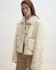 "Rachel" frost - smudged two - tone sheepskin lapel coat - variant_title