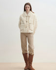 "Rachel" frost - smudged two - tone sheepskin lapel coat - variant_title