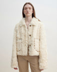 "Rachel" frost - smudged two - tone sheepskin lapel coat - variant_title
