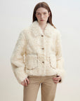 "Rachel" frost - smudged two - tone sheepskin lapel coat - variant_title