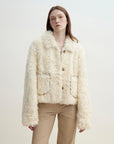 "Rachel" frost - smudged two - tone sheepskin lapel coat - variant_title