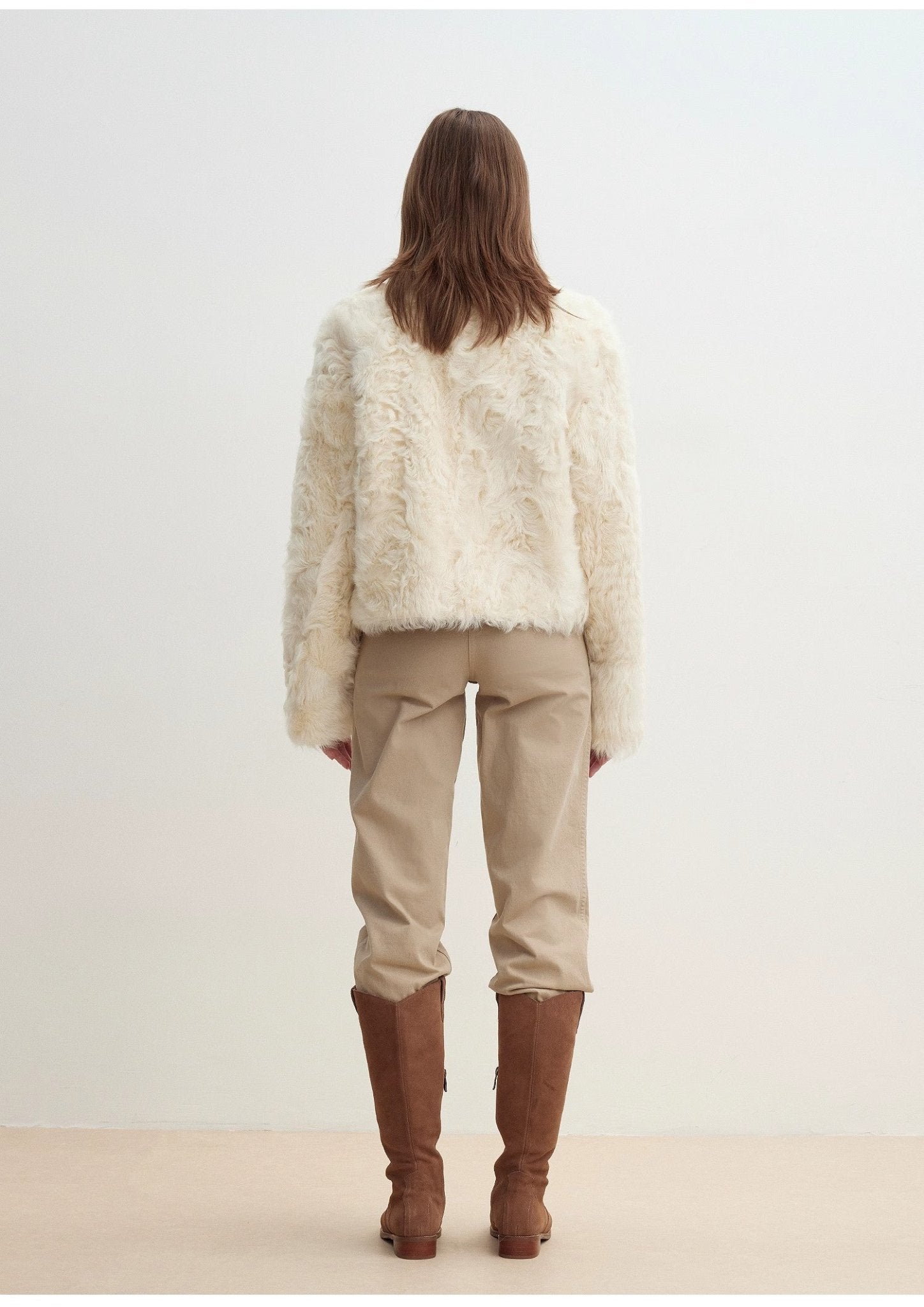 "Rachel" frost - smudged two - tone sheepskin lapel coat - variant_title