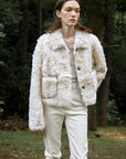 "Rachel" frost - smudged two - tone sheepskin lapel coat - variant_title