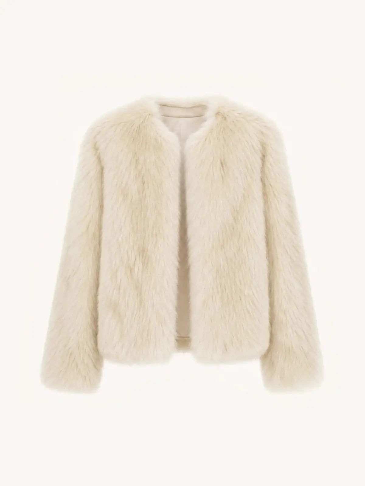 Reed Flower beige almond Finnish fox fur coat front product view