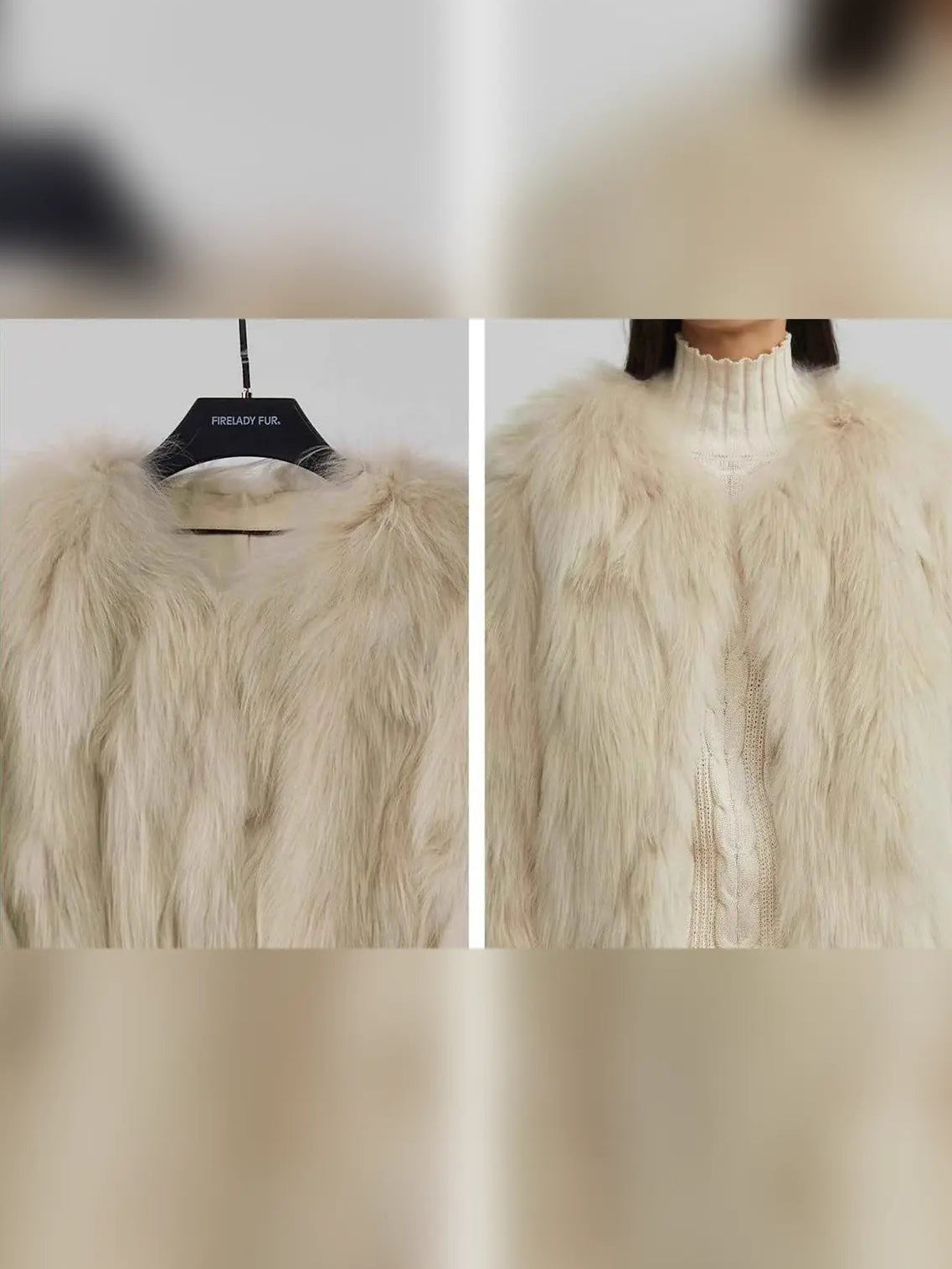 Reed Flower fox fur texture and collar detail