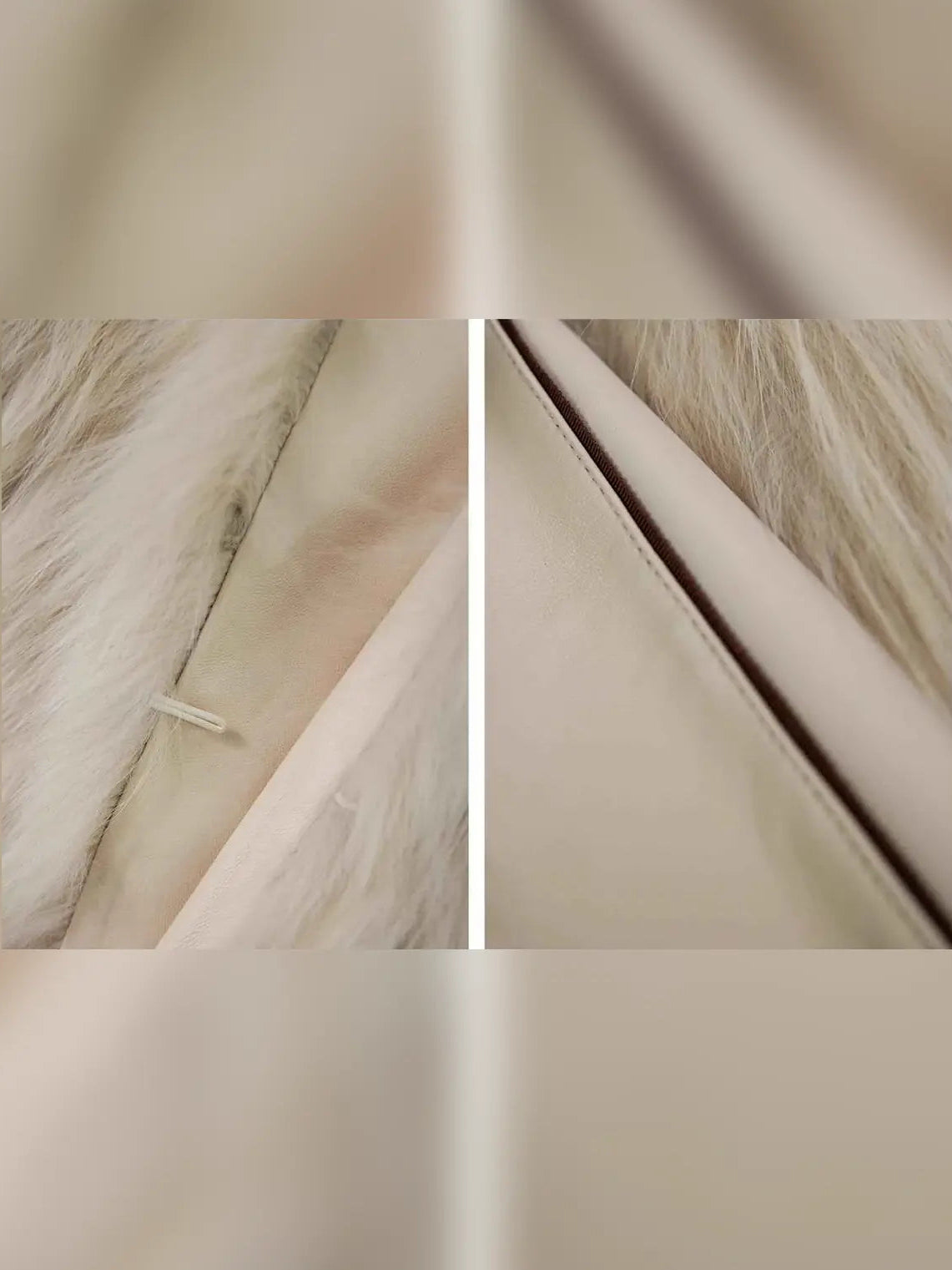 Reed Flower fox fur coat hook closure and lining detail