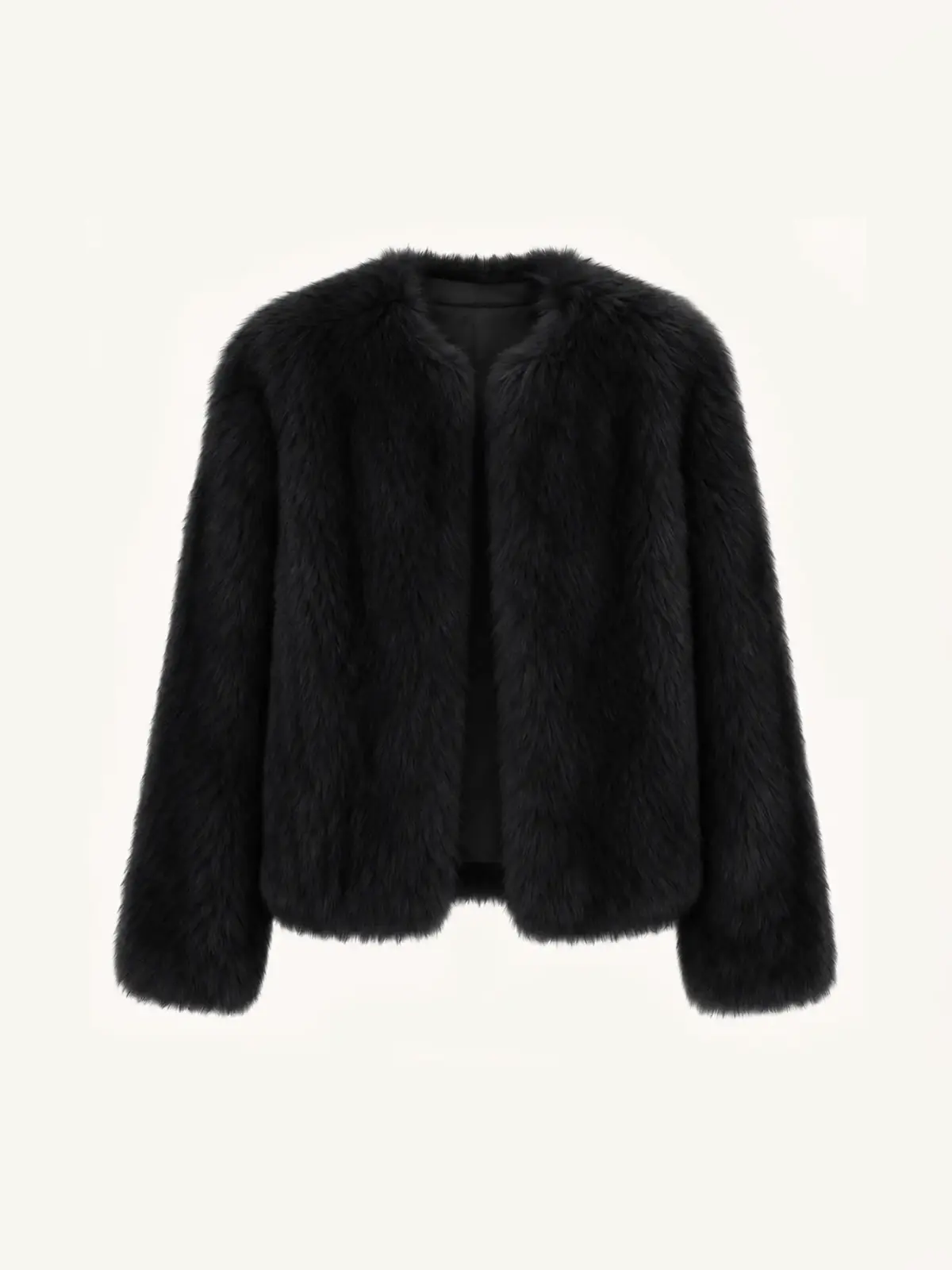 Reed Flower black Finnish fox fur coat front product view