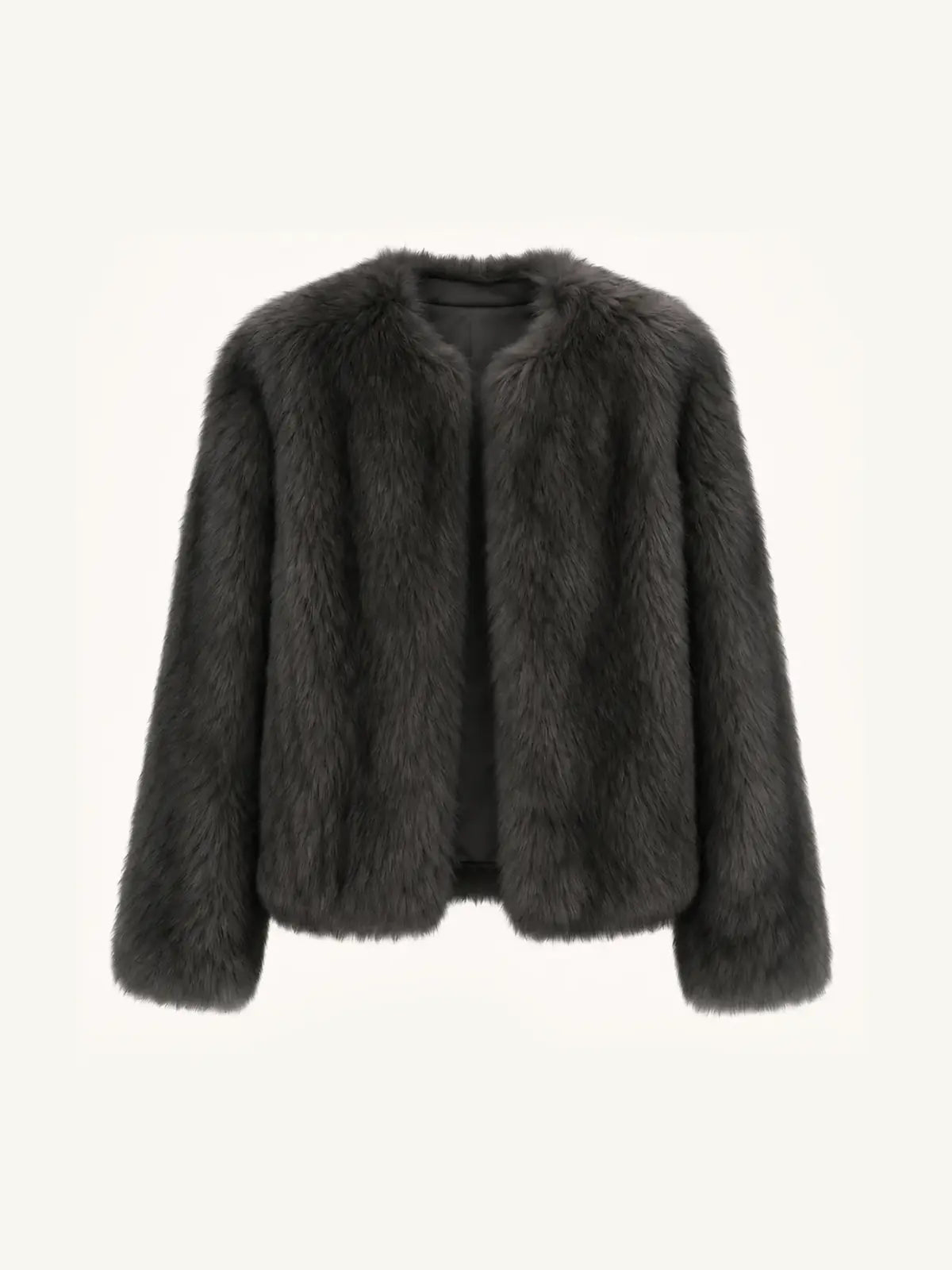 Reed Flower dark gray-green Finnish fox fur coat front product view