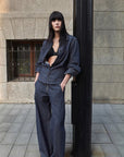 Refreshing breathable twill linen deconstructed silhouette old money style waist shirt top"Berlin Afternoon Tea" - variant_title