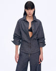 Refreshing breathable twill linen deconstructed silhouette old money style waist shirt top"Berlin Afternoon Tea" - variant_title