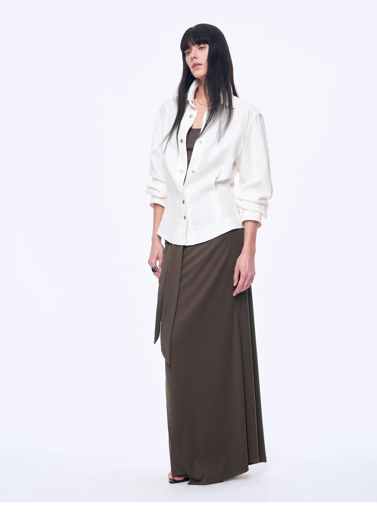 Refreshing breathable twill linen deconstructed silhouette old money style waist shirt top"Berlin Afternoon Tea" - variant_title