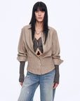 Refreshing breathable twill linen deconstructed silhouette old money style waist shirt top"Berlin Afternoon Tea" - variant_title