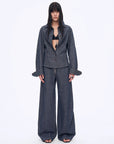 Refreshing breathable twill linen deconstructed silhouette old money style waist shirt top"Berlin Afternoon Tea" - variant_title