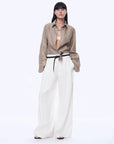 Refreshing breathable twill linen deconstructed silhouette old money style waist shirt top"Berlin Afternoon Tea" - variant_title