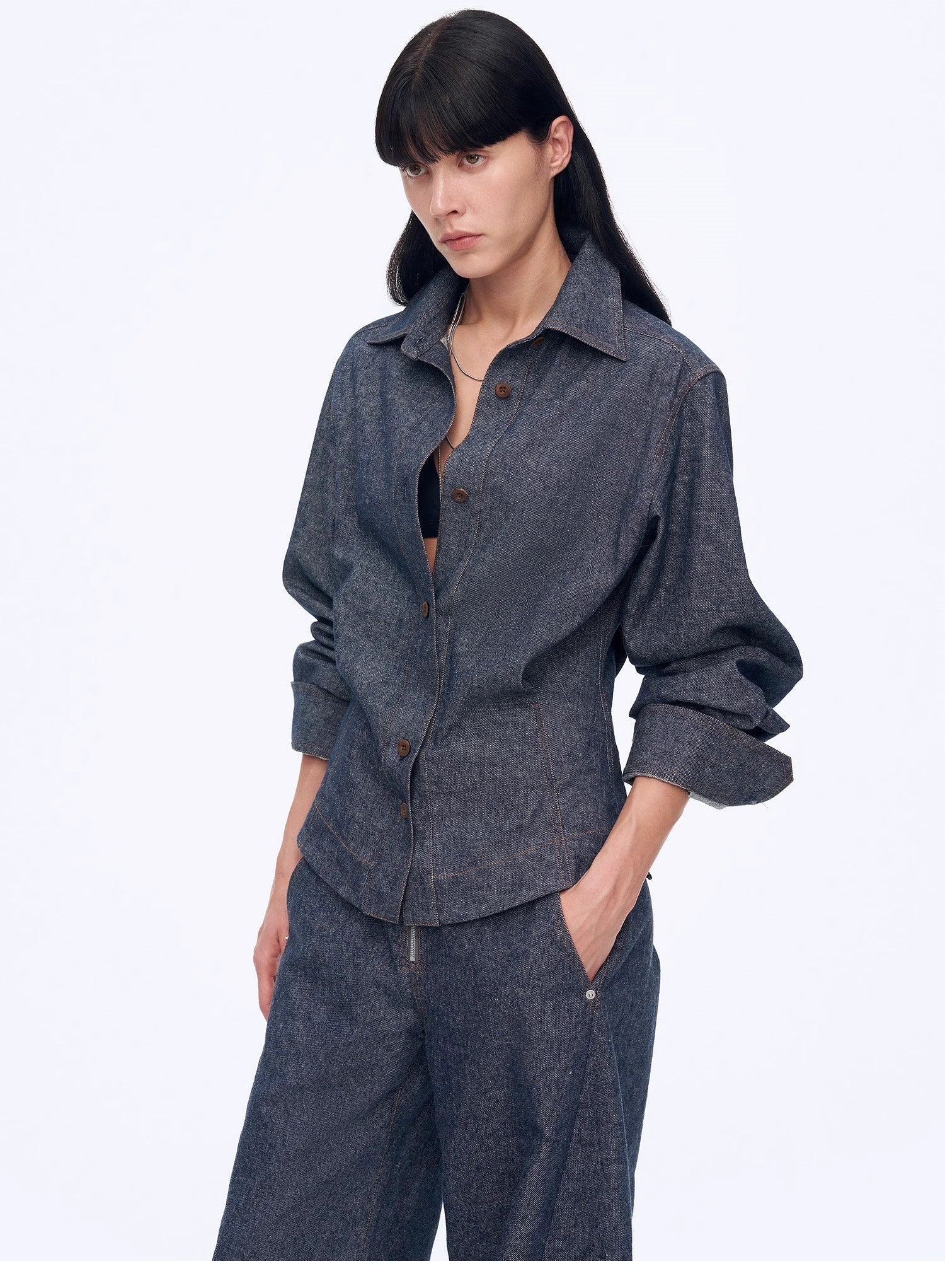 Refreshing breathable twill linen deconstructed silhouette old money style waist shirt top"Berlin Afternoon Tea" - variant_title