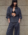 Refreshing breathable twill linen deconstructed silhouette old money style waist shirt top"Berlin Afternoon Tea" - variant_title