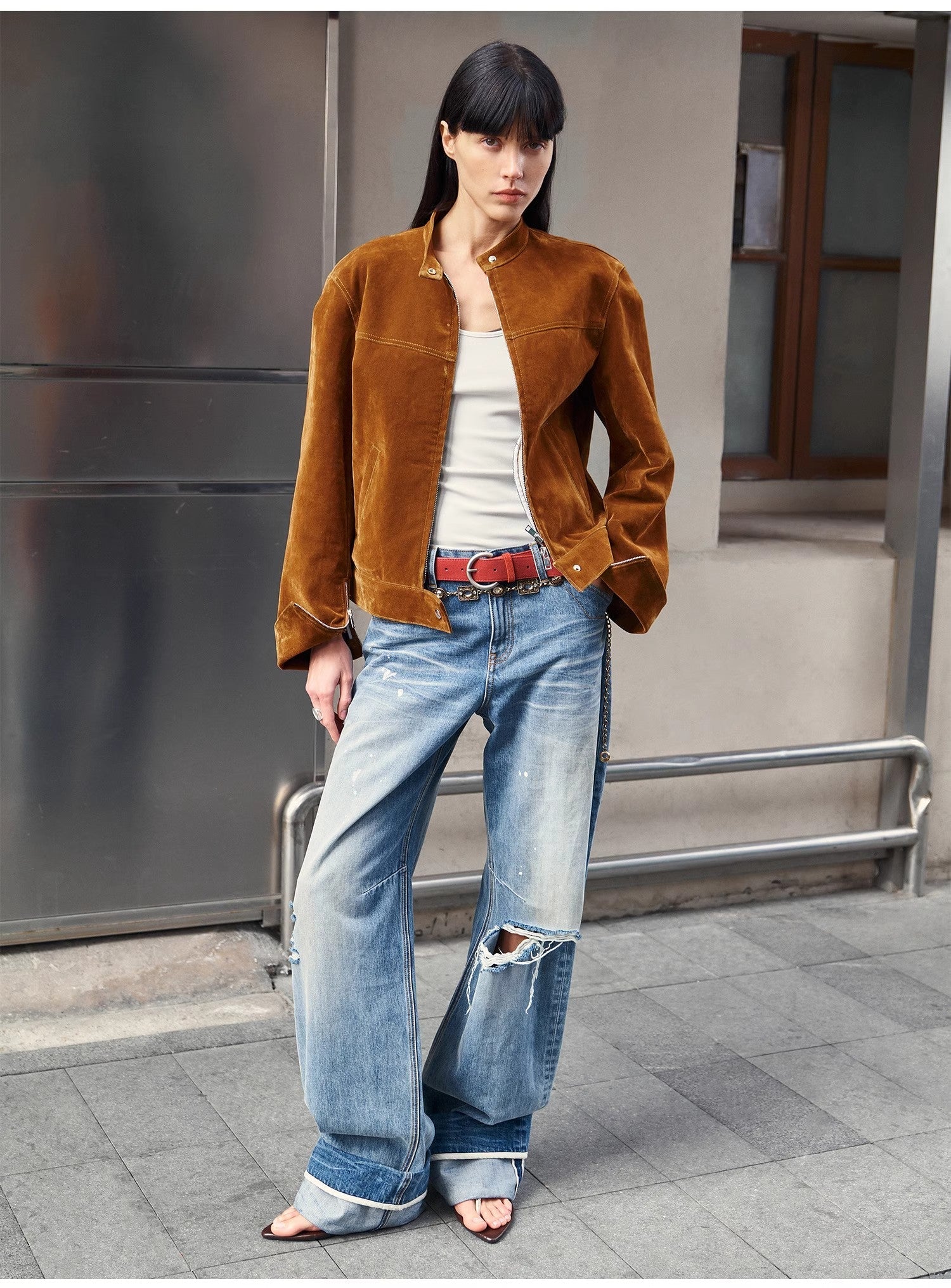 "Refreshing West Coast" Straight - Cut Selvedge Jeans with Smudged & Splashed Ink Detailing - variant_title