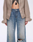"Refreshing West Coast" Straight - Cut Selvedge Jeans with Smudged & Splashed Ink Detailing - variant_title