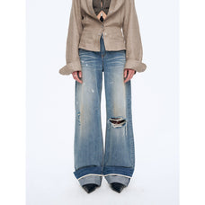 "Refreshing West Coast" Straight - Cut Selvedge Jeans with Smudged & Splashed Ink Detailing - variant_title
