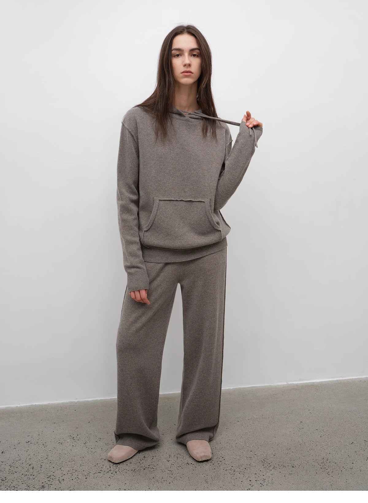 "Relaxed Encounter" Stylish Casual Sports Wool Knit Hoodie and Straight - Leg Leisure Pants Set - variant_title