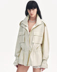 "Relaxed Toning" Lightly Coated Drawstring Waisted Outerwear Summer - variant_title
