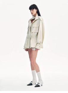 "Relaxed Toning" Lightly Coated Drawstring Waisted Outerwear Summer - variant_title