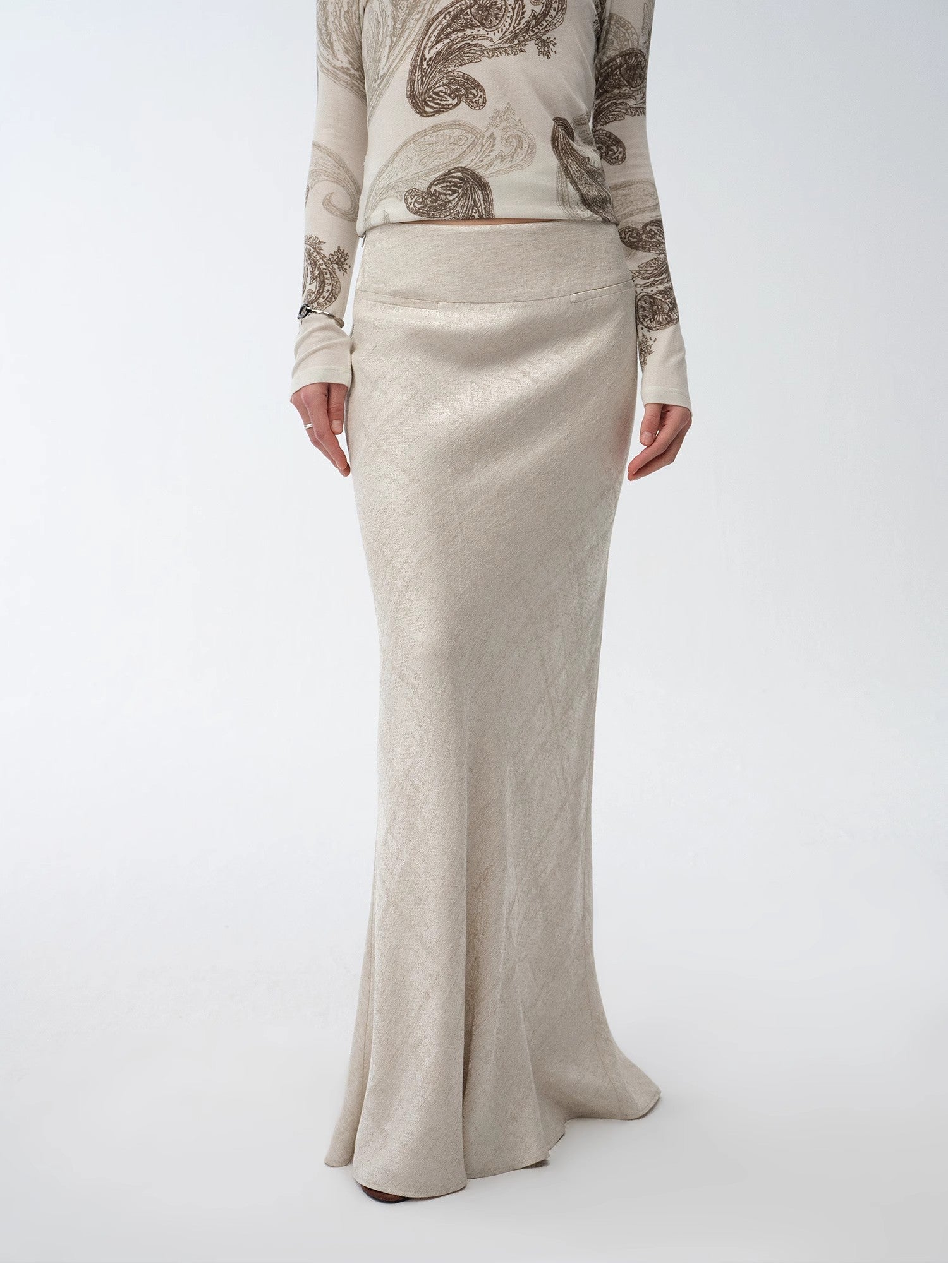 Retro bias - cut linen blended straight fishtail maxi skirt"Light and breezy" - variant_title