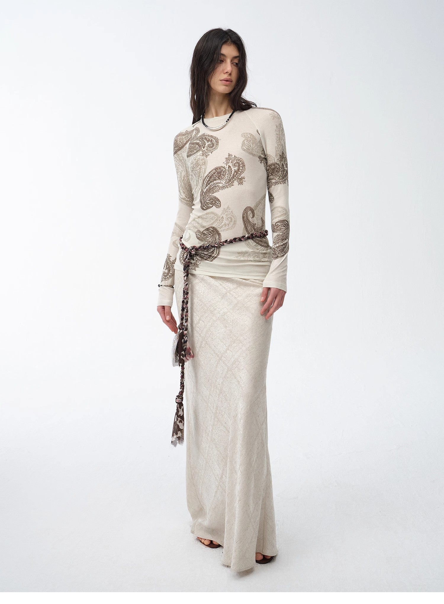 Retro bias - cut linen blended straight fishtail maxi skirt"Light and breezy" - variant_title