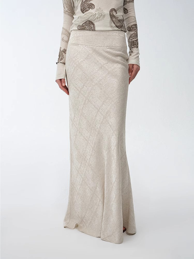 Retro bias - cut linen blended straight fishtail maxi skirt"Light and breezy" - variant_title