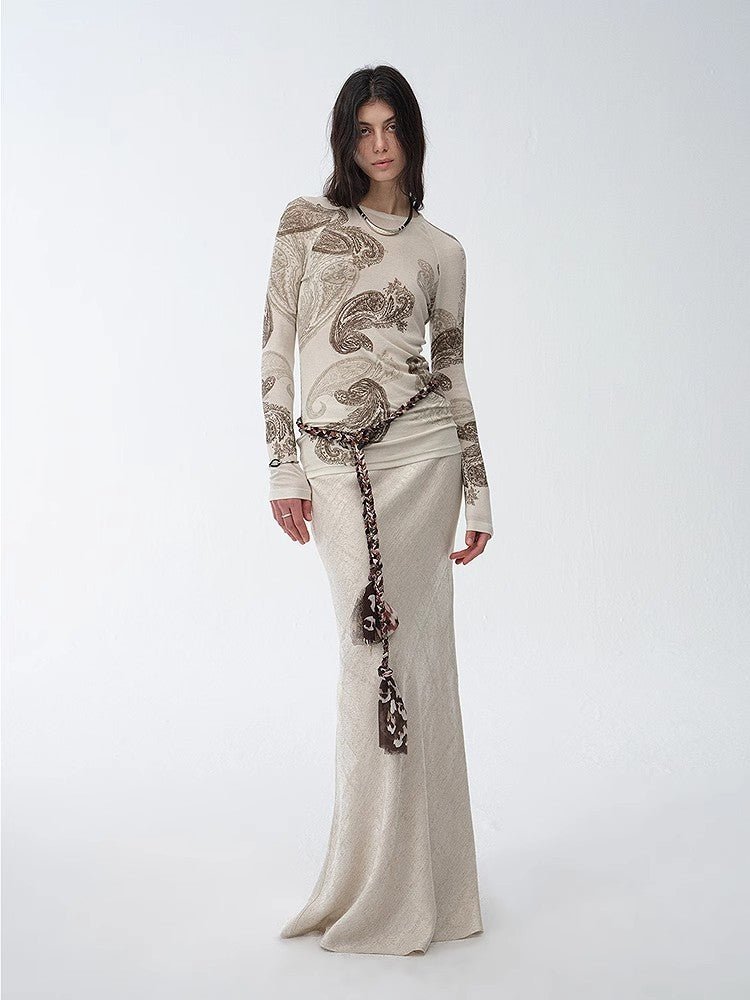 Retro bias - cut linen blended straight fishtail maxi skirt"Light and breezy" - variant_title