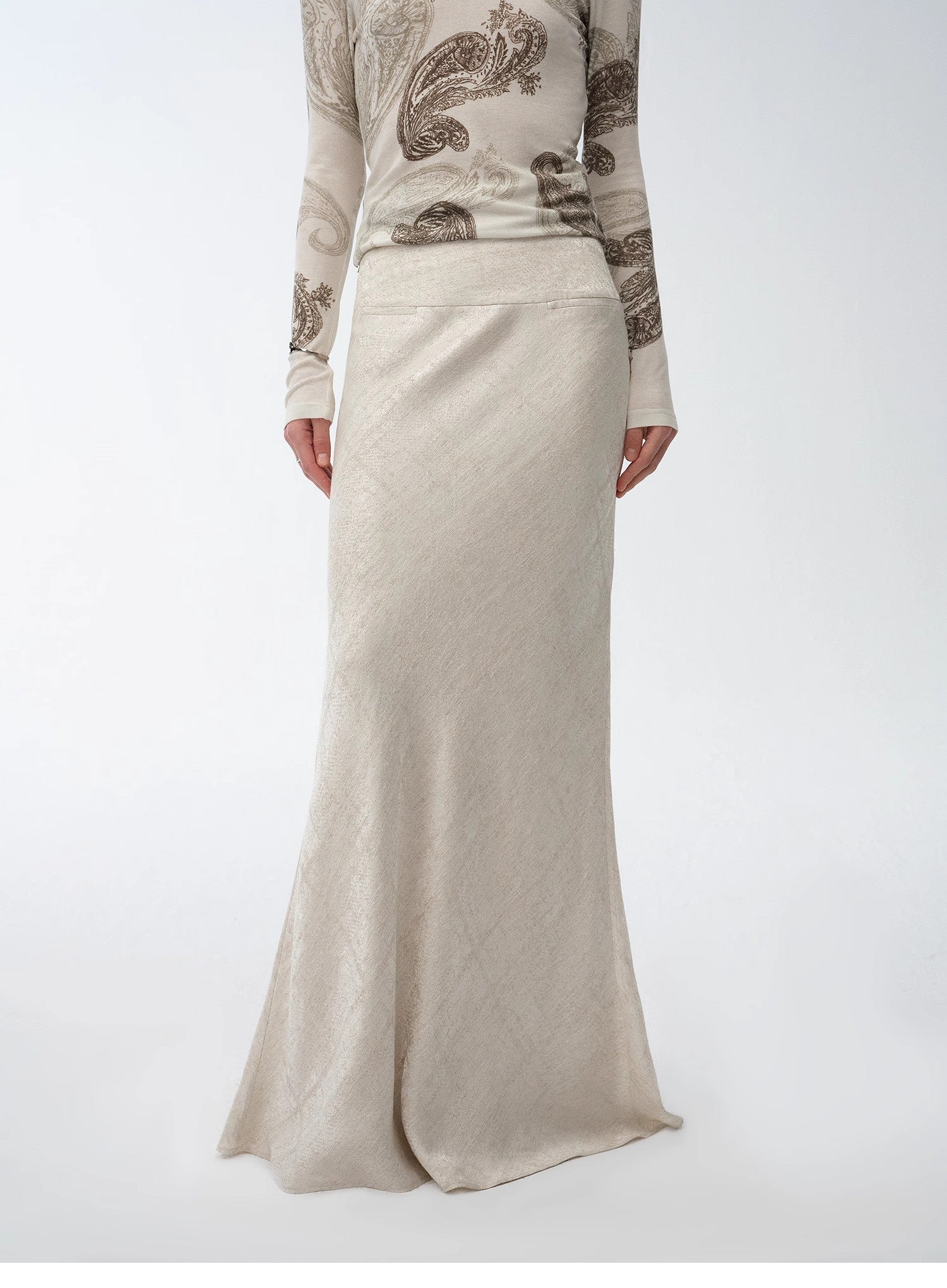 Retro bias - cut linen blended straight fishtail maxi skirt"Light and breezy" - variant_title