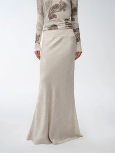 Retro bias - cut linen blended straight fishtail maxi skirt"Light and breezy" - variant_title