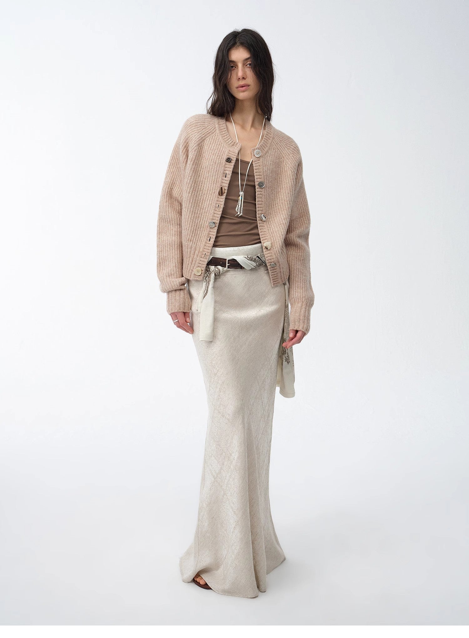 Retro bias - cut linen blended straight fishtail maxi skirt"Light and breezy" - variant_title