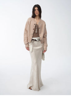 Retro bias - cut linen blended straight fishtail maxi skirt"Light and breezy" - variant_title