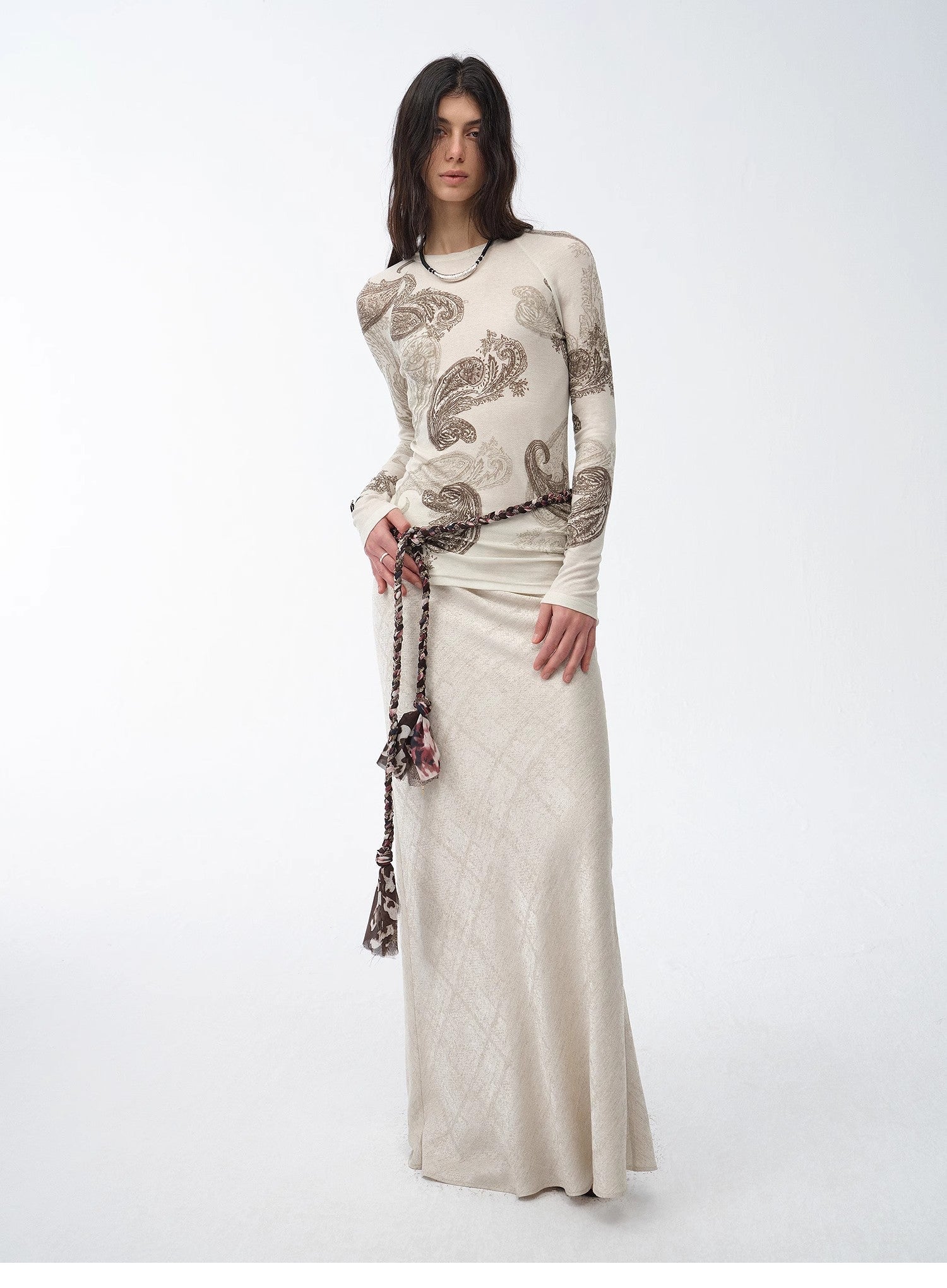 Retro bias - cut linen blended straight fishtail maxi skirt"Light and breezy" - variant_title