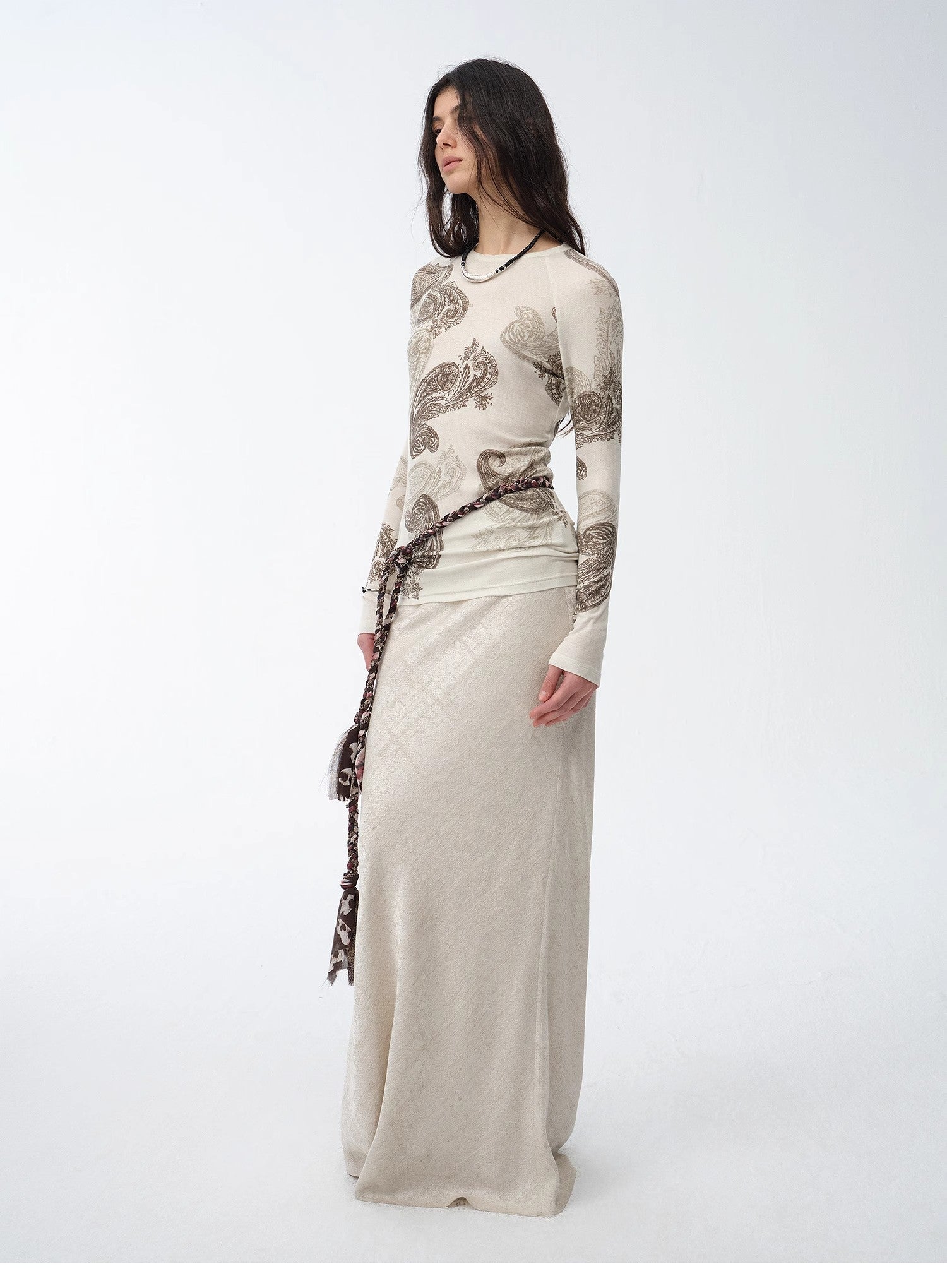 Retro bias - cut linen blended straight fishtail maxi skirt"Light and breezy" - variant_title