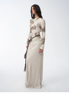 Retro bias - cut linen blended straight fishtail maxi skirt"Light and breezy" - variant_title