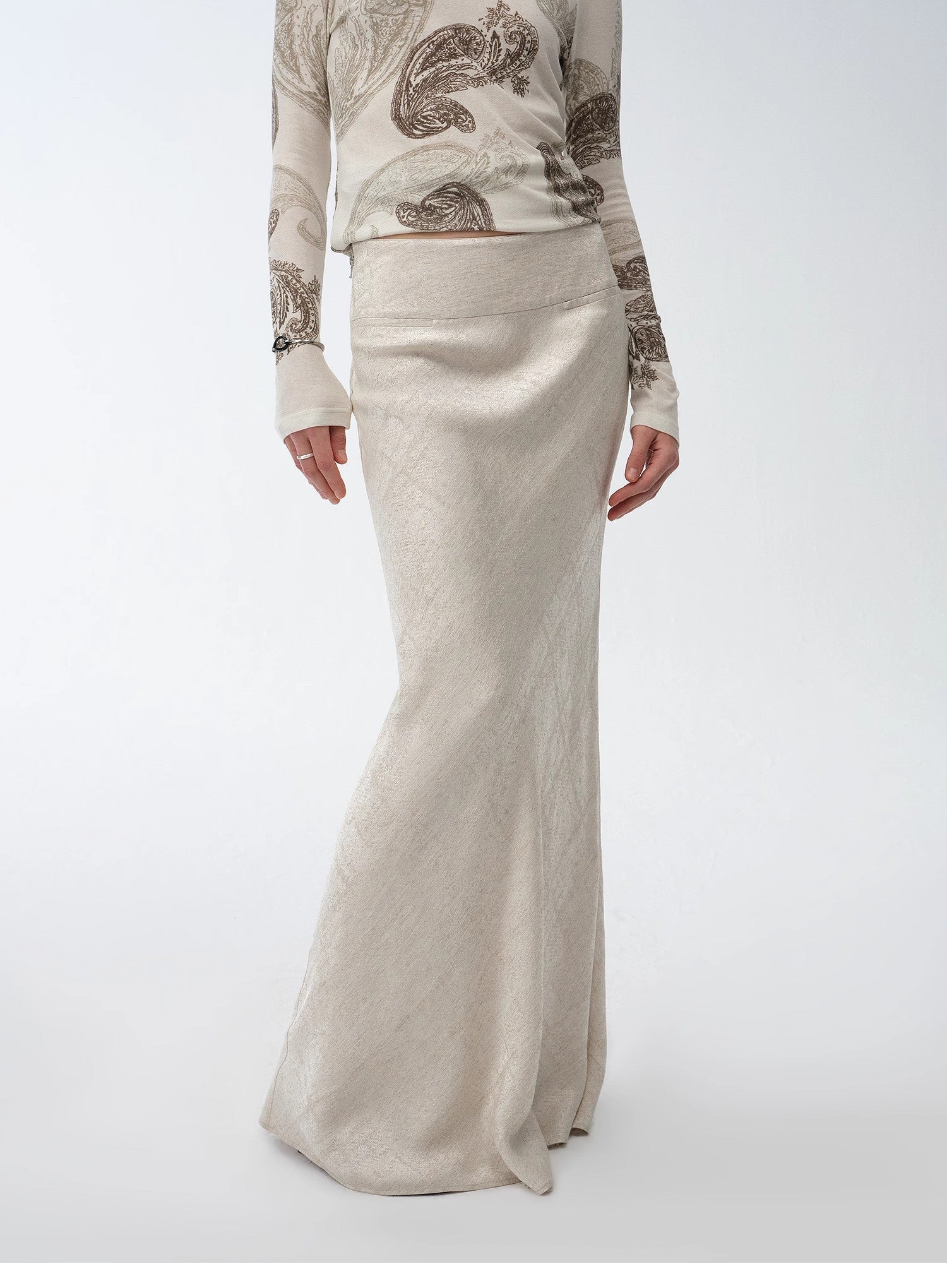 Retro bias - cut linen blended straight fishtail maxi skirt"Light and breezy" - variant_title