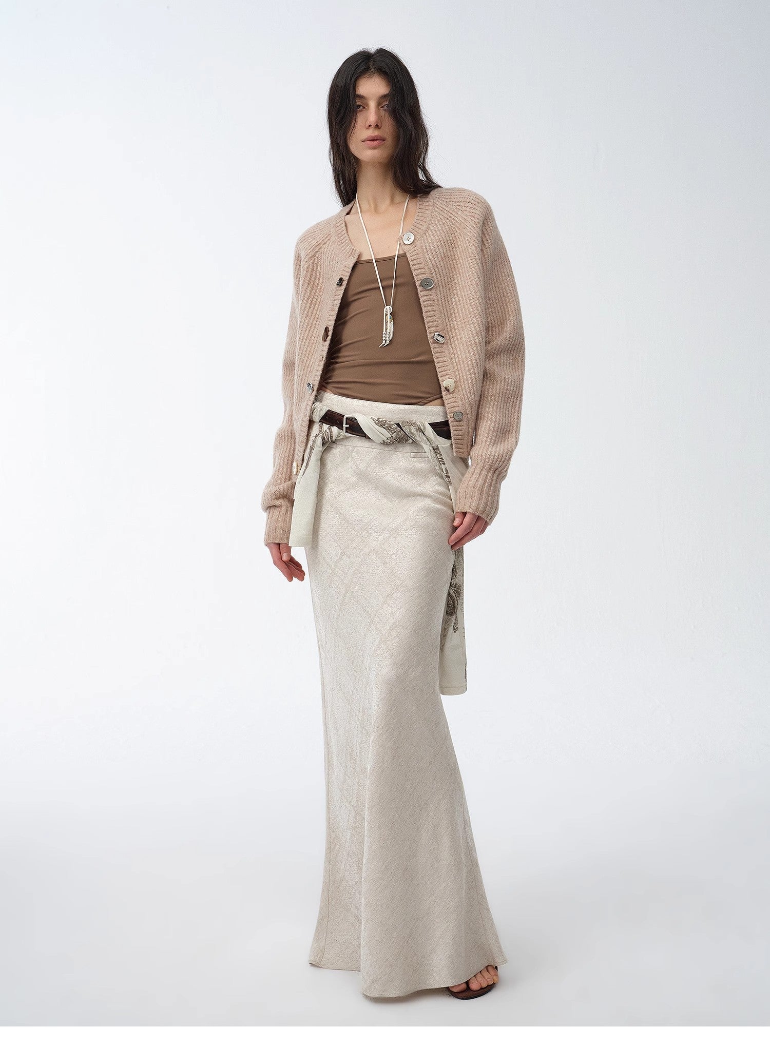 Retro bias - cut linen blended straight fishtail maxi skirt"Light and breezy" - variant_title