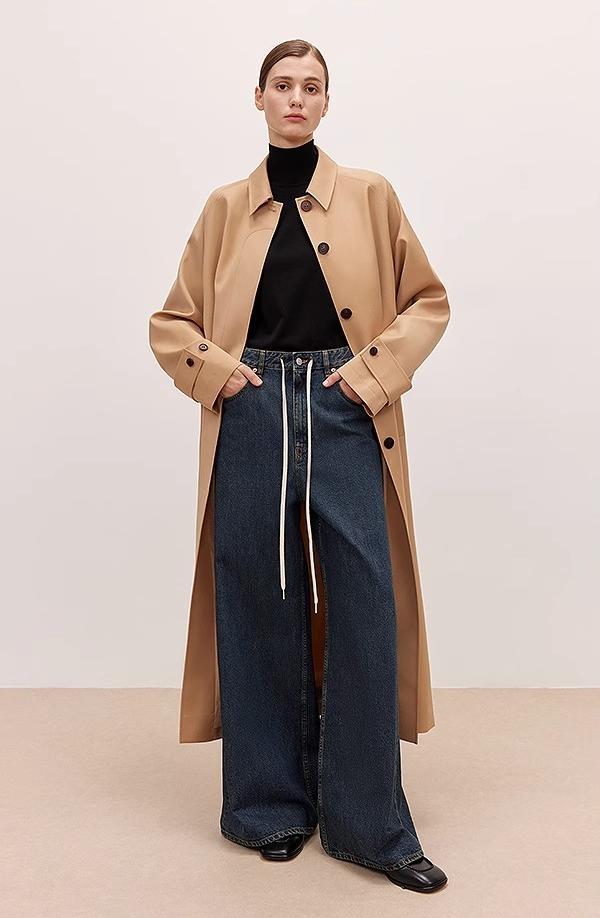 "Retro Blues" fashionable high waist pleated design washed casual wide leg jeans for women - variant_title